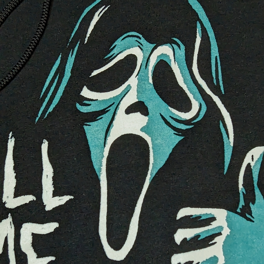 Hot Topic Ghost Face Sweatshirt Hoodie Sz Medium Black Front Pocket Long Sleeve - Picture 3 of 13